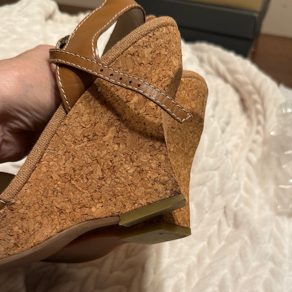 Apostrophe Tan Cork Wedge Sandals with Ankle Strap - Picture 6 of 8